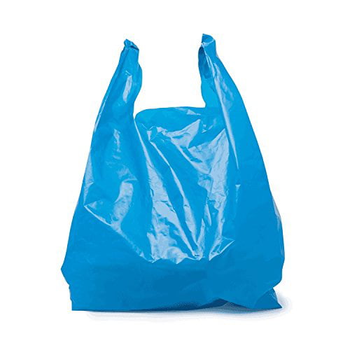 SafePro JSB, 16x10x28-Inch Blue Plastic Jambo T-Shirt Shopping Bags, Polyethylene Grocery Bags ...