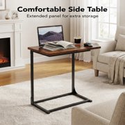 C Shaped End Sofa Table, TV Tray Couch Side Table for Living Room, Bedroom, With widened tabletop,27(H) x 21.1(W) x 11.4(D), Brown