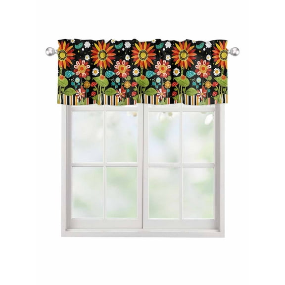 Valances for Windows Spring Cute Rod Pocket Cafe Window Treatments Valance Curtains for Kitchen Bathroom Laundry Basement Windows 60"x18"