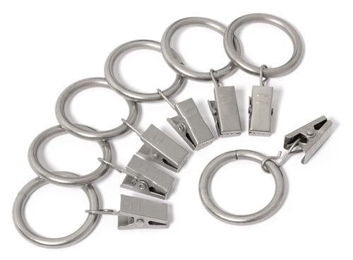 CHOICE of 7 14 Curtain Rod Clip Rings 1" 1 3/4" Rod Silver Nickel Pewter Black 