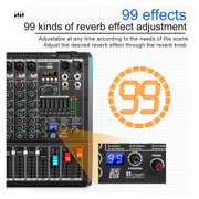 6 Channel Sound Mixer Audio Mixing Console USB Record Computer 48V Phantom Power Delay Repaeat 99 Effect