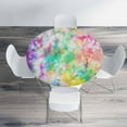 thumbnail image 4 of Colorful Tie Dye Round Table Cloth Abstract Swirl Spiral Elastic Edged Table Cover Fade And Stain Resistant Table Cloths Easy To Clean Fits Tables 40-44" Diameter, 4 of 6