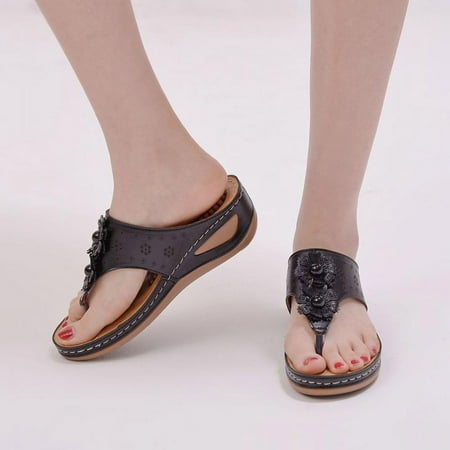 

Tdoqot Wedge Sandals for Women- Comfy Casual Summer Womens Sandals Black Size 7.5