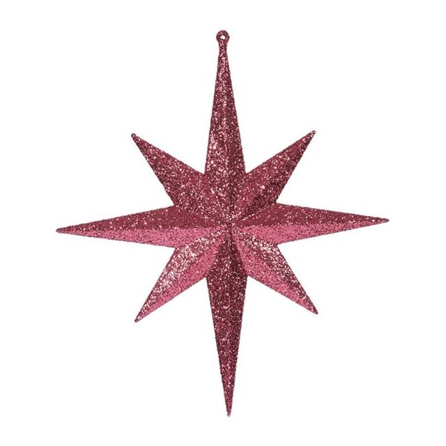 Vickerman M167470 12 in. Fuchsia Glitter Bethlehem Star Ornament - 2 per Bag