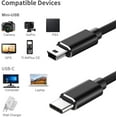 thumbnail image 3 of Mini USB to USB-C Cable 1 Meter, USB 2.0 Type C to USB Mini B 5-Pin Charging Cable Braided, Supports Charging and Synchronization, Compatible with PS3 MP3 Player, Car Camera, GPS Hero 3+, 3 of 7
