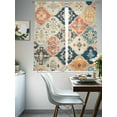thumbnail image 4 of Retro Morocco Sheer Curtains 63 Inch Length 2 Panels Set, Colorful Rustic Abstract Shabby Texture Voile Window Treatment Rod Pocket Curtains Sheers Drapes for Bedroom/Living Room/Kitchen 52x"63"x2, 4 of 7
