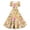 Warm Yellow and Pink Roses, variant on Women'S Summer Casual Warm Yellow And Pink Roses Dress Short Sleeve Square Neck Flowy A-Line Swing Midi Dress With Belt