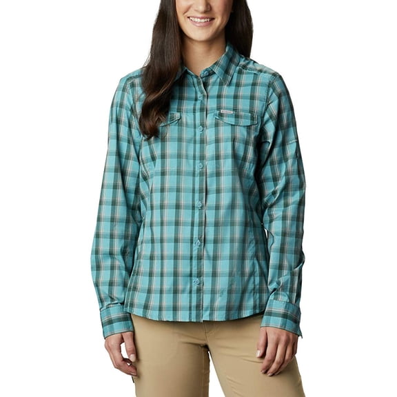 Columbia Womens Silver Ridge Lite Plaid Long Sleeve Shirt, Canyon Blue Plaid, Small
