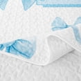 thumbnail image 5 of meiyoeat Cute Bow Letter M Quilt Full for Girls, Watercolor Ribbon Full Bedspread Sets, Blue, 3pcs, 5 of 7