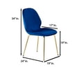 thumbnail image 4 of Best Master Mid-Century Velvet Upholstered Dining Side Chair in Blue (Set of 2), 4 of 5
