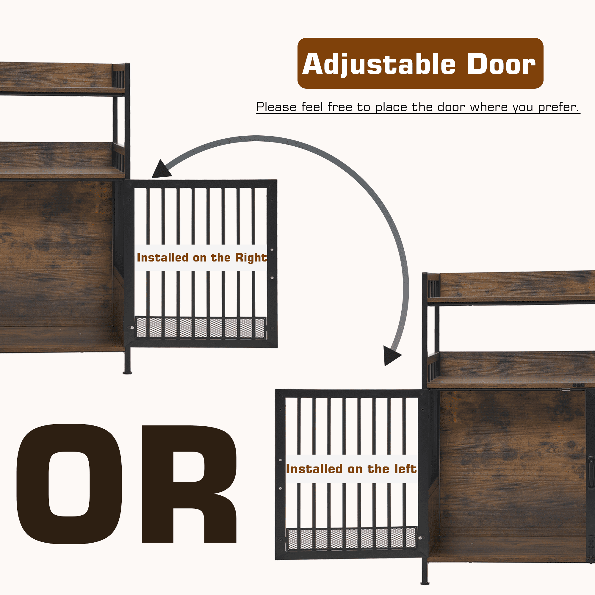 MCombo Furniture Style Dog Crate with Storage Shelves 1368(Brown)
