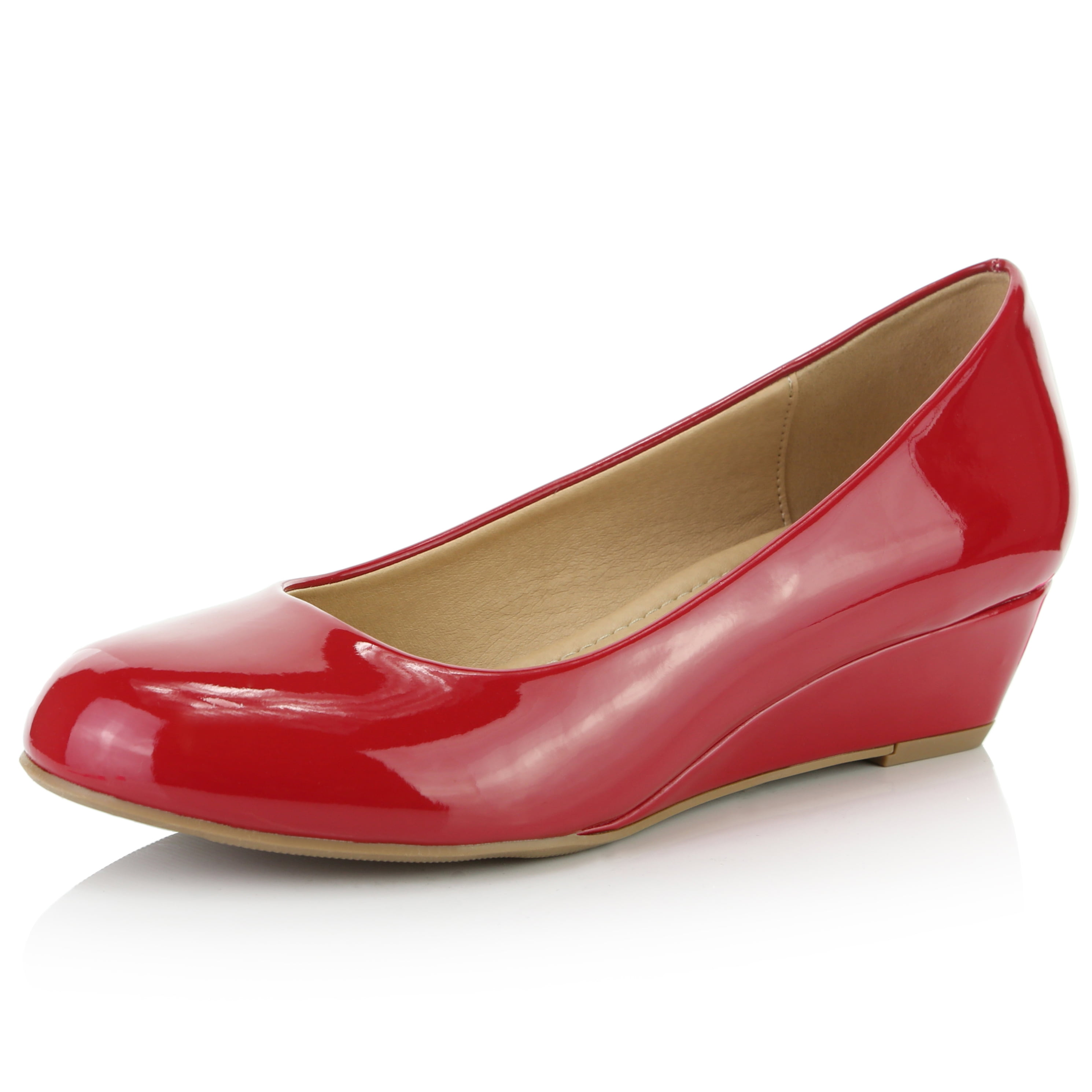 red wedge pumps