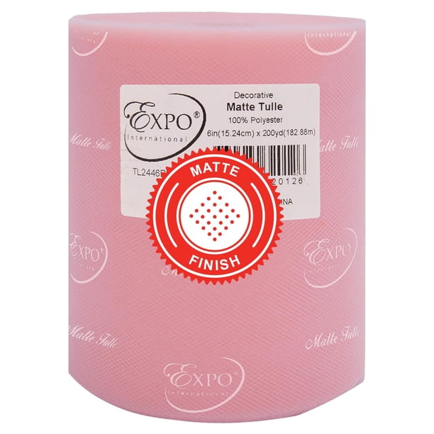 Expo International Rollo/carrete de tul mate decorativo de 6 x 200 yardas Tela ligera de tul de poliéster para disfraces de tutús y decoraciones de fiesta Lavable Fácil de usar Rosa rubor