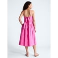 thumbnail image 2 of Free Assembly Women's and Women’s Plus Tie Back Cotton Midi Dress with Drop Waist, Sizes XS-4X, 2 of 4