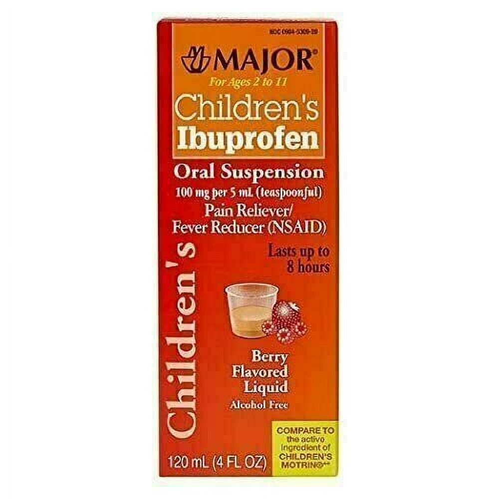 Major Kid's Ibuprofen Oral Suspension Reduces Pain & Fever, Berry, 2-Pack - image 3 of 5