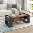thumbnail image 1 of table Basse à grain de Bois avec un Tiroir Sans Poignée, double Espace de Rangement, Compartiments de Rangement des Deux Côtés, table de Salon pour sofa, anthracite, 1 of 7