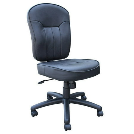 Boss Office Products Leather Mid-Back Armless Chair