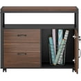 thumbnail image 5 of Tribesigns Modern File Cabinet with Drawers and Storage Shelves, Lockable Cabinet & Rolling Caster (Walnut & Black), 5 of 5