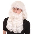 thumbnail image 2 of HPO Adult Men's Santa Wig & Beard | White Color Christmas Party Cosplay Wig | Synthetic Fiber, 2 of 9