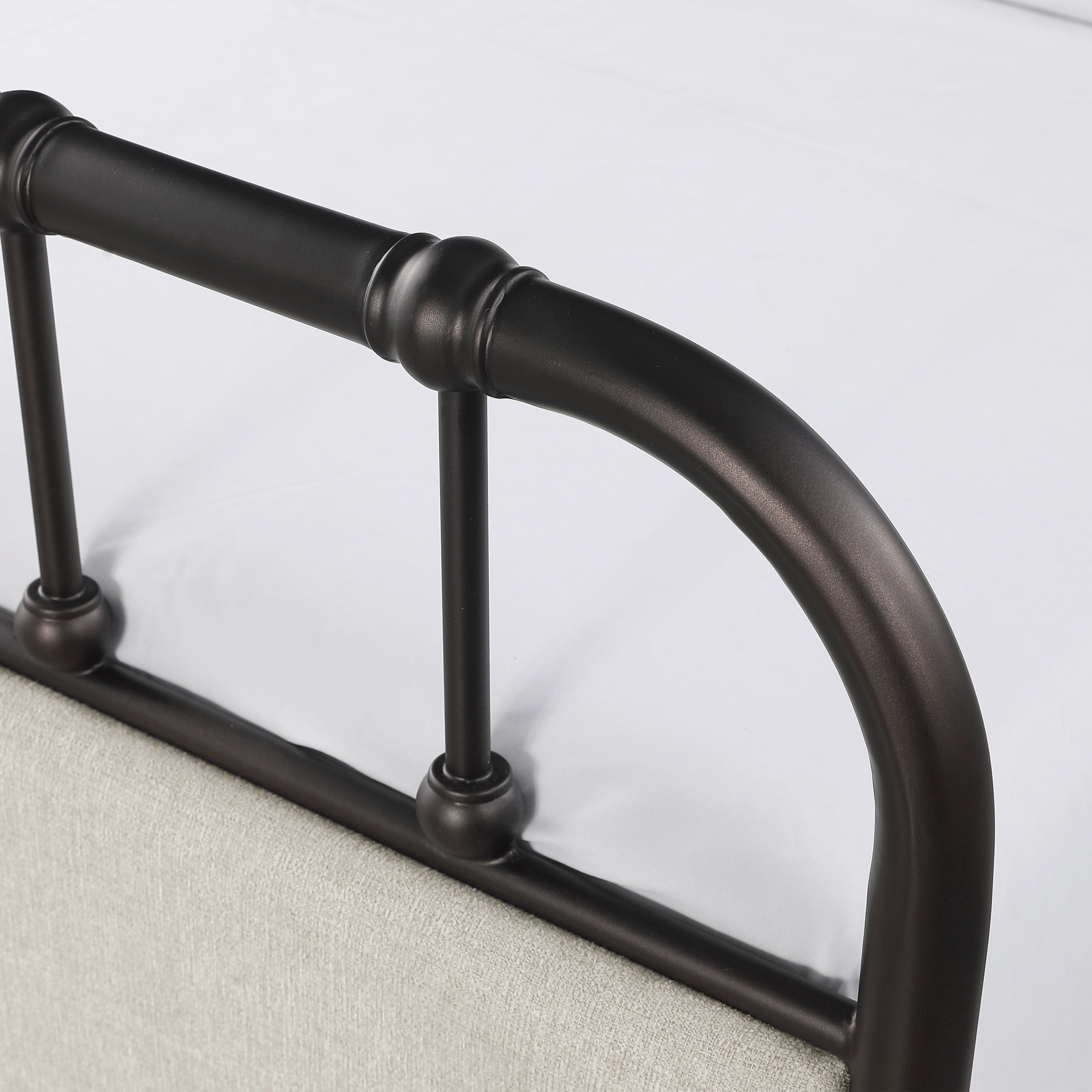 Furniture of America Florinda Metal Full Panel Bed with Upholstered Headboard, Dark Copper