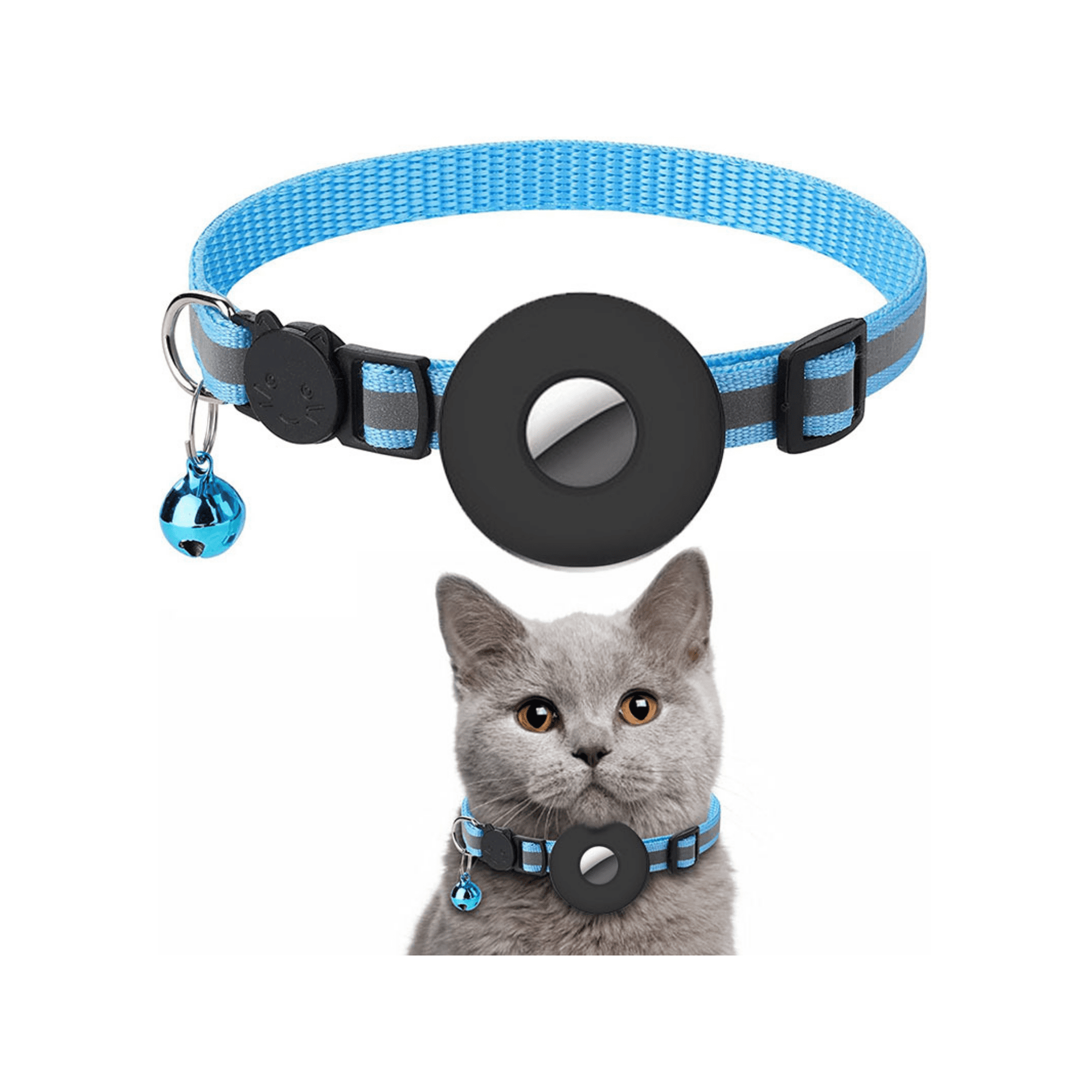 Tracker Cat Collar with AirTag Holder and Bell Reflective GPS Air Tag