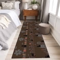 thumbnail image 4 of Japanese Style 2'x6' Runner Rugs for Hallway Kitchen Bedside Non Slip Washable, Farmhouse Brown Cat House Trees Flowers Entryway Rug Runners with Rubber Backing, Long Carpet Runner for Laundry Room, 4 of 8