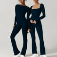 thumbnail image 6 of ZZwxWA Women's Long Sleeve Flared Jumpsuit Stretchy One Piece Backless Bodycon Playsuit Sexy Full Length Legging Rompers, 6 of 6