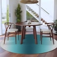 thumbnail image 3 of Round Area Rugs Collection 8 Ft, Turquoise Grey Ombre Non-Slip Residential Carpet, Farmhouse Gradient Minimalist Indoor Crawling Mats Runner Rugs for Living Room/Dining Room/Bedroom, 3 of 8