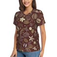 thumbnail image 2 of Qekee Coffee and Flowers for Women's V Neck T Shirts Half Sleeve Tops Summer Tees-XX-Large, 2 of 5