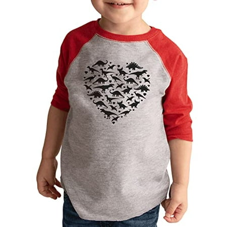 

7 ate 9 Apparel Kids Dinosaur Heart Shirt - Dino Lover Gift Red Shirt 18 Months