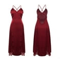 thumbnail image 4 of Gamivast Slip Dress for Women Spaghetti Strap Lace V-Neck Cocktail Dresses Silky Midi Dress Side Slit Polka Dot Mesh Patchwork Evening Party Clubwear, 4 of 7