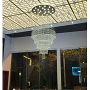 FINE MAKER 10-Light Crystal Stainless Steel Raindrop Chandelier