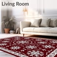 thumbnail image 2 of ODIKA 6'x9' Machine Washable Non-Slip Area Rug, Vintage Snowflake Holiday with Festive Winter Motifs High Traffic Rug, Red, 731642, 2 of 7