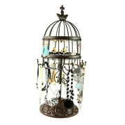 Birdcage Earring Organizer Rotating Necklace Display Stand Classic Metal Bracelet Hanging Jewelry Tree for 100+ Earrings Necklaces Bracelets Antique Brown
