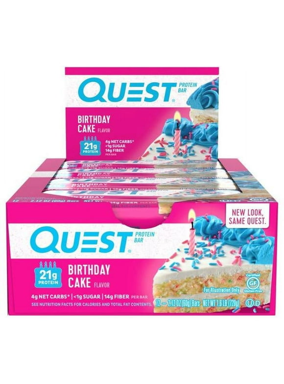 Quest Protein Bar, Birthday Cake, 21g Protein, 12Ct