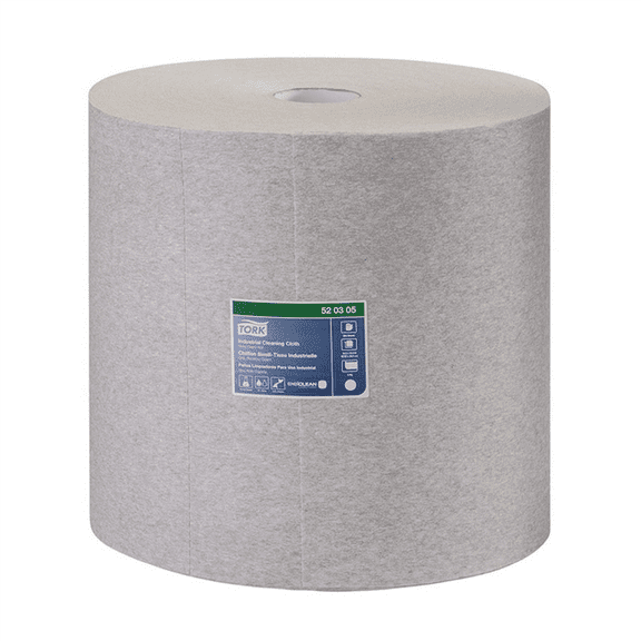 Tork Molnlycke 520305 Giant Roll Industrial Cleaning Cloth, 15 in Dia x 1163.75 ft L x 12.6 in W Roll, 1050, Paper, Gray