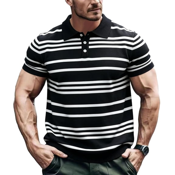 VgaVtl Big and Tall Mens Polo Shirt Summer Short Sleeve Collared Knit Clothes for Men Shirts Striped Vacation Casual