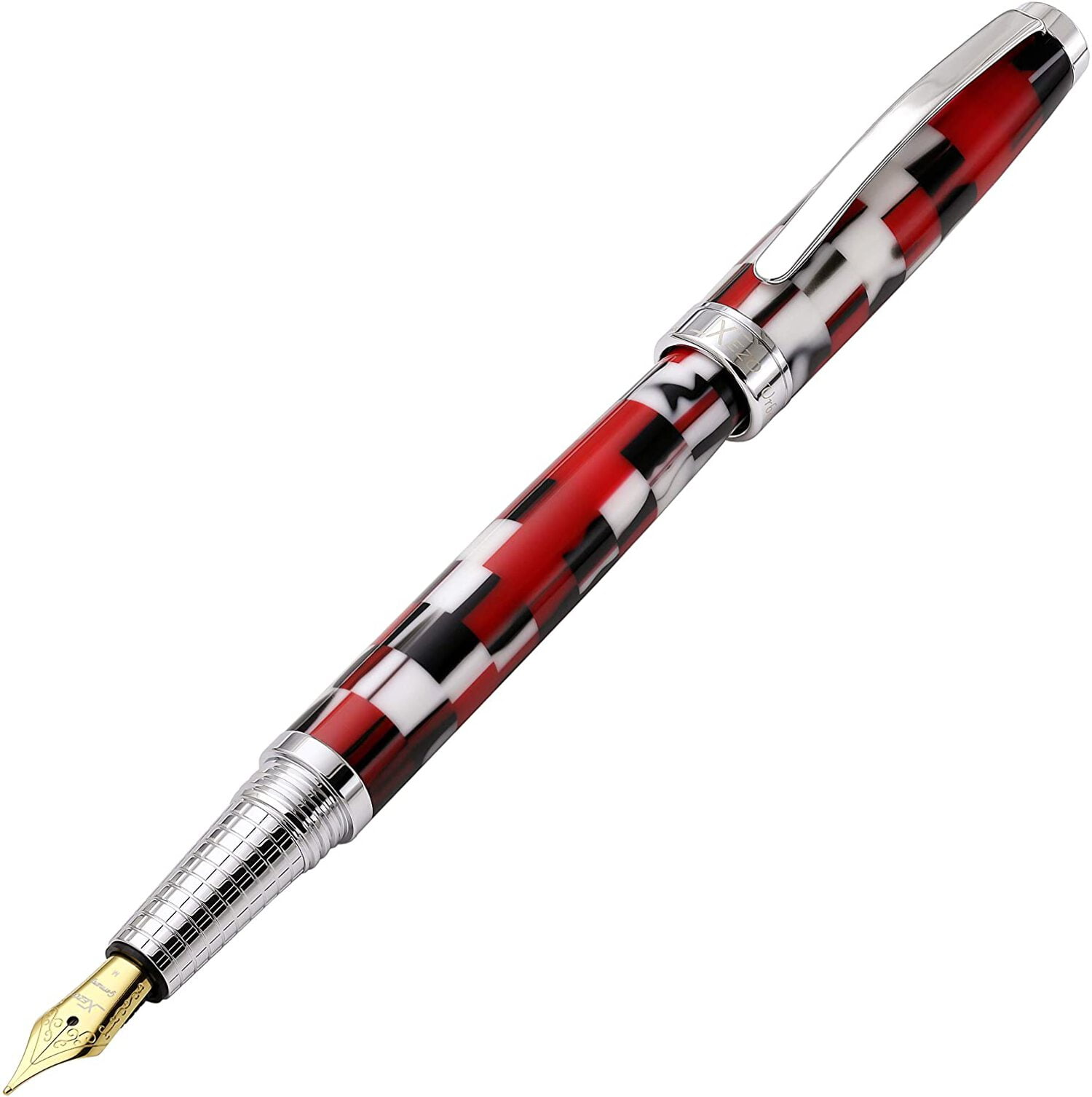 Xezo Urbanite II Acrylic  Brass Fountain Pen (Medium Nib) - Trek Red