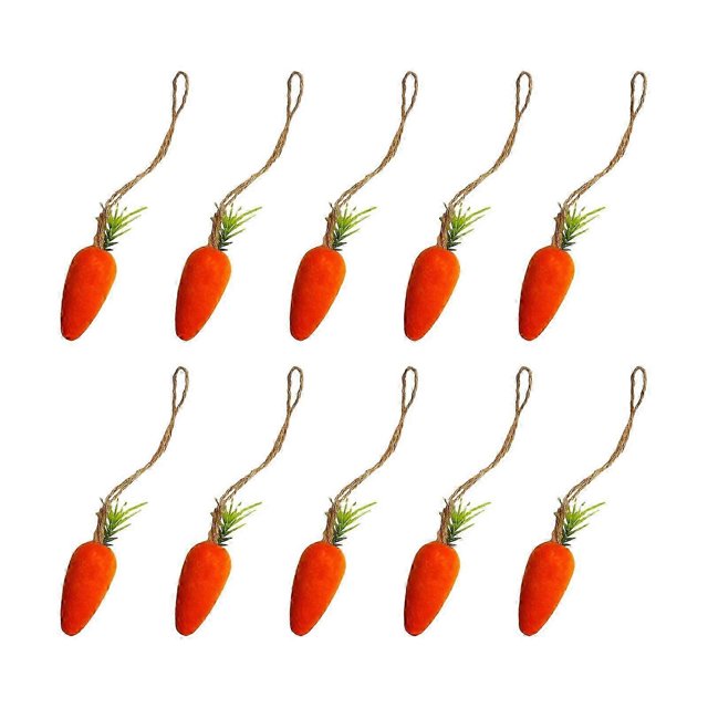 10pcs Festive Easter Carrot Hanging Ornaments Foam Carrots with Rope Party