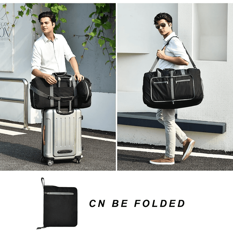 Cshidworld 80L Foldable Duffle Bag, Black Weekender Carry-On photo 5