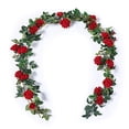thumbnail image 2 of Flowroyal 2pcs Vines de rosas artificiales 5.5 pies Flores de terciopelo para colgantes de guirnaldas y decoración de bodas (rojo). Floweroyal Ver descripción, 2 of 2