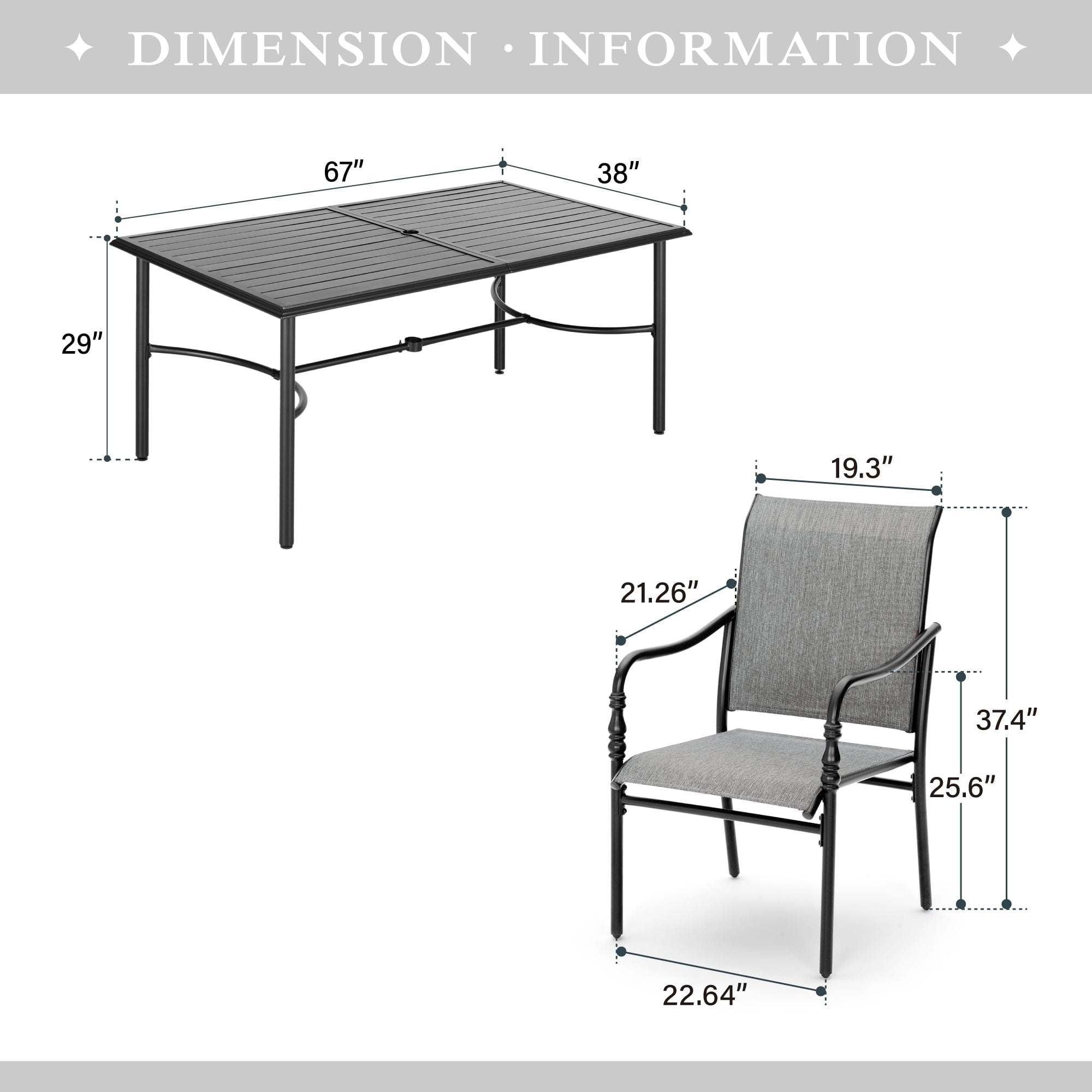 Sophia & William 7Pcs Patio Dining Set Outdoor Table & Textilene Chairs Furniture Set