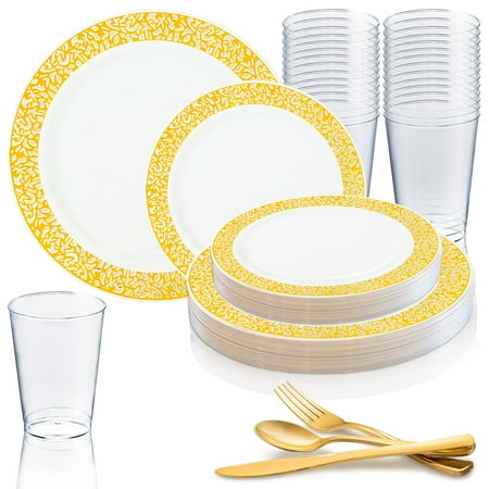 Dimmer Package - Kaya Disposable Plastic Party Dinnerware Set Square (20-Person Package)