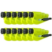 resqme The Original Car Escape Tool, Seatbelt Cutter and Window Breaker, Yellow 12 Pack, emergency hammer, family pack, keychain compact rescue tool