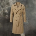 thumbnail image 6 of Mrmaere Men Lapel Trench Coat Double Breasted Belted Long Sleeve Outerwear For Business Daily Khaki L, 6 of 9