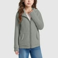 thumbnail image 2 of Gubotare Winter Coats for Girls Girls Fleece Jacket Kids Zip Up Hoodie Lightweight Fall Winter Jackets Outerwear with Pockets Size 7-8,(Grey 7-8 Years), 2 of 5