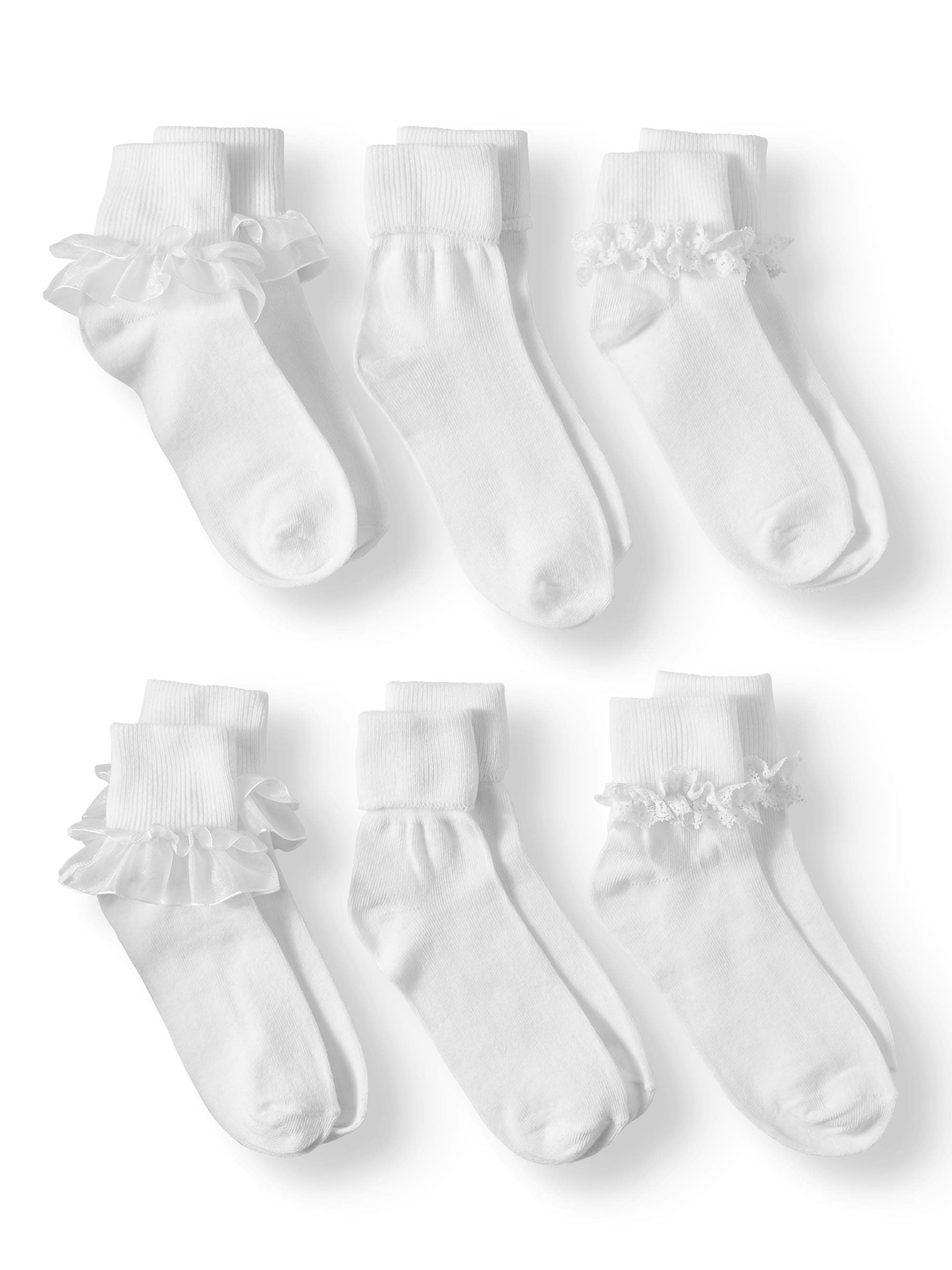 2T-12T 3 Pack Little Girls Cotton Lace Ruffle Princess Style Dress Socks 