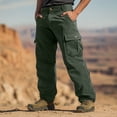 thumbnail image 3 of IAJDKMEK Men's Cargo Pants - Loose Drawstring Multi-Pocket Pants Wide Leg Casual Pants for Hiking and Outdoor Work with Comfortable Straight Leg,Army Green L, 3 of 7