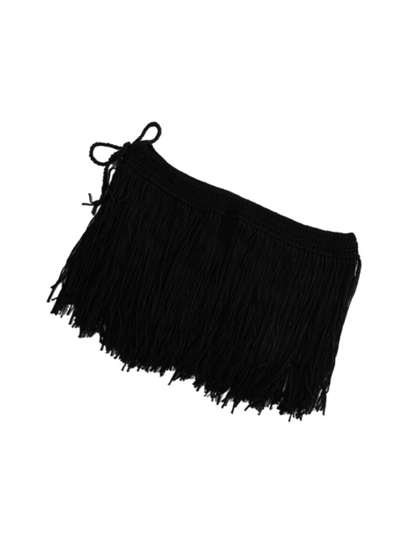 Womens Beach Sarong-Pareo Swimwear Cover-Ups Short Skirt Fringe Wrap Skirt Kintted Belly Dance Skirt for Club Party