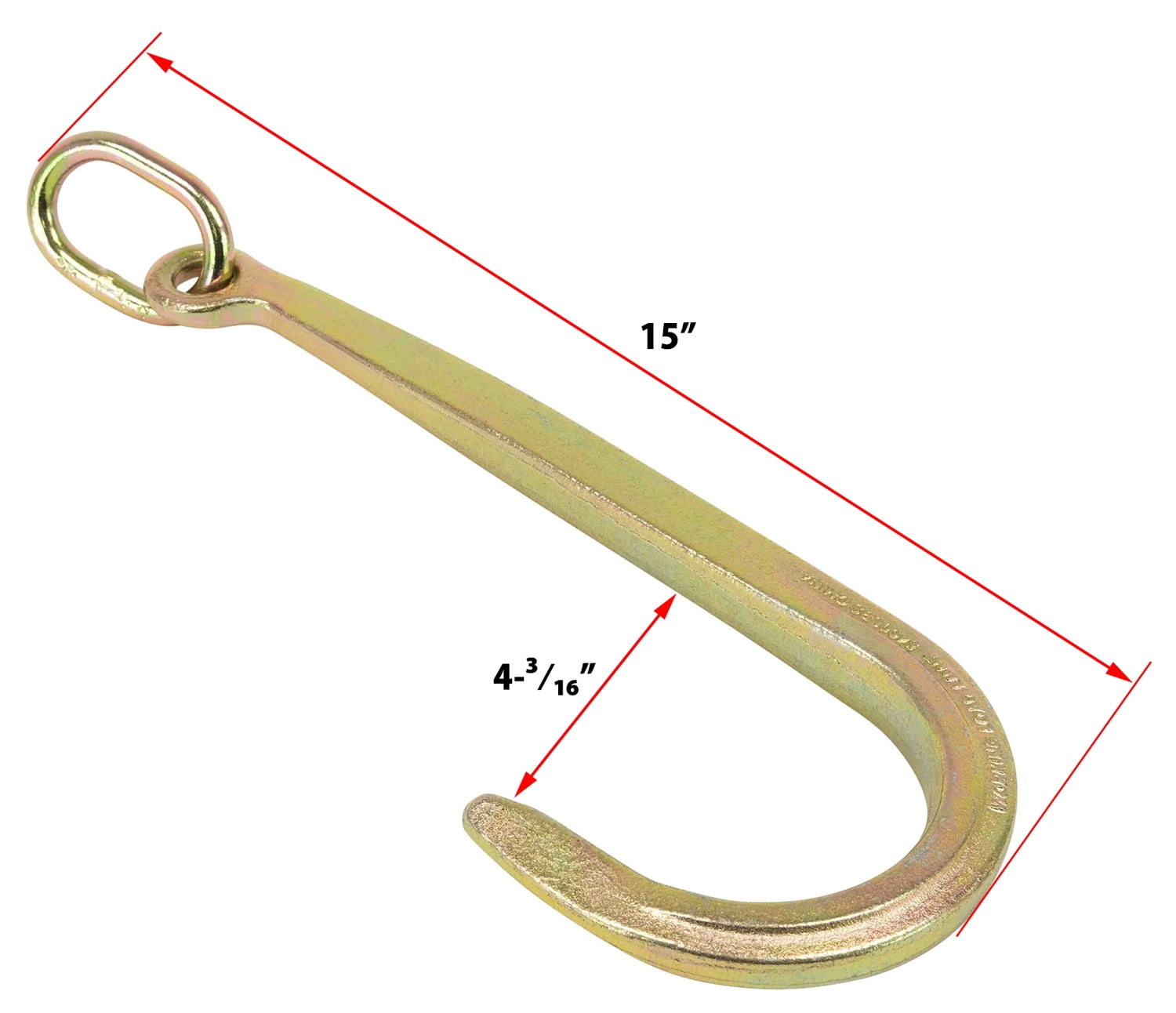 Mytee Products (2 Pack) 15" Inch J Hook Heavy Duty Grade G70 Tow Axle Strap Wrecker Roll Back Clevis 5400#